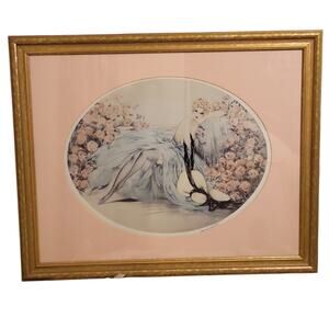 Vintage French Art Deco 1920s era Wall Art "La Belle Rose" by Louis Icart, 1974
